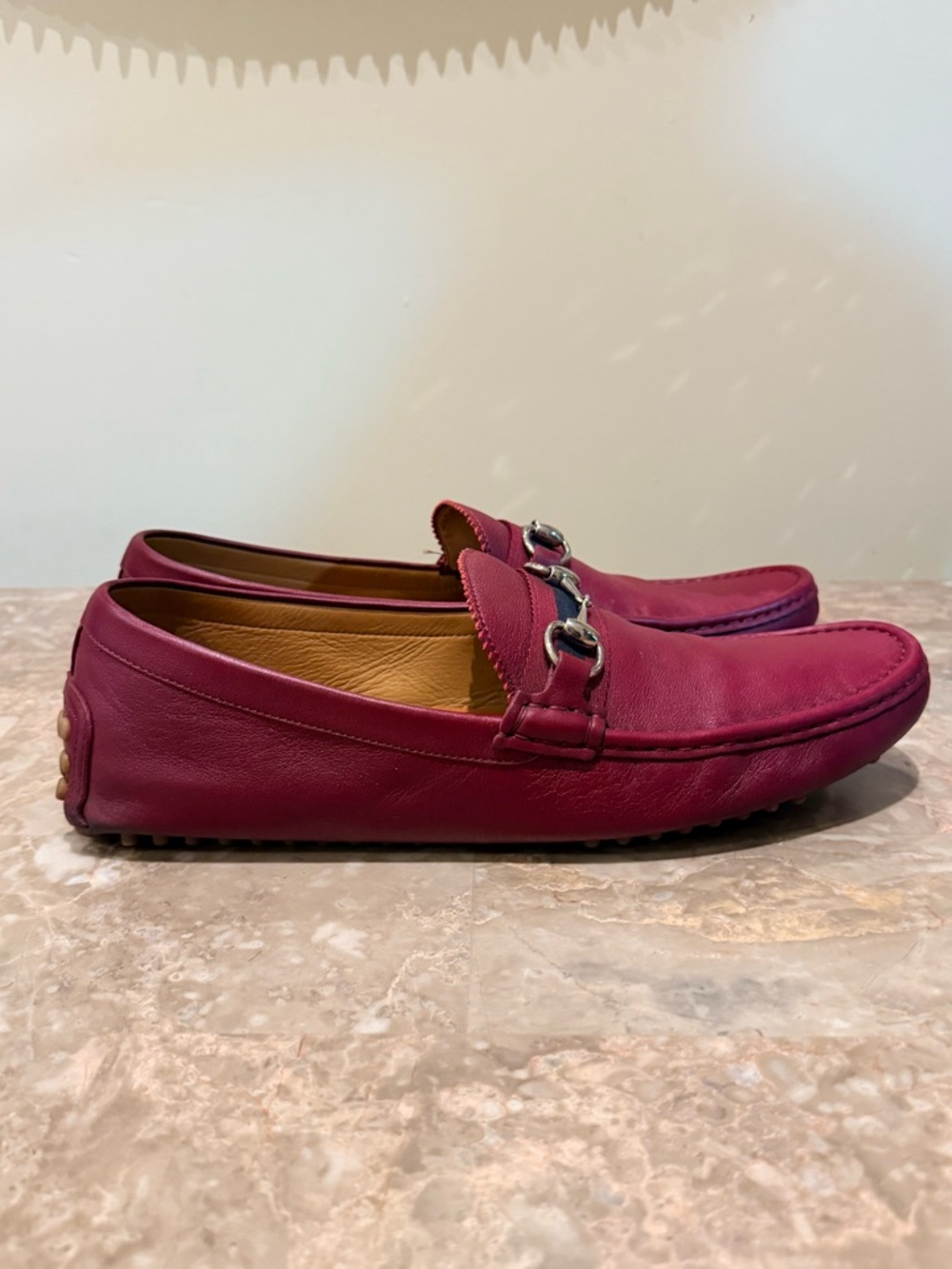 Gucci Men’s Wine Red Leather Horsebit Loafers - Picture 7 of 7